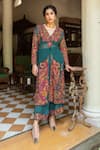 Buy_Ruhr India_Green Organza, Crepe, Cotton, Silk Sequins, Embroidery Paisley Kurta And Pant Set _at_Aza_Fashions