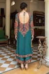 Shop_Ruhr India_Green Organza, Crepe, Cotton, Silk Sequins, Embroidery Paisley Kurta And Pant Set _at_Aza_Fashions