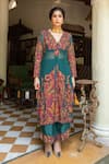Ruhr India_Green Organza, Crepe, Cotton, Silk Sequins, Embroidery Paisley Kurta And Pant Set _Online_at_Aza_Fashions