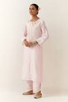 Shop Anantaa By Roohi Pink Silk, Chanderi Embroidery Round Neck Kurta And Palazzo Set Online at Aza Fashions Shop_Anantaa By Roohi_Pink Silk, Chanderi Embroidery Round Neck Kurta And Palazzo Set _Online_at_Aza_Fashions