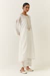 Buy_Anantaa By Roohi_Off White Silk, Chanderi Embroidery Round Neck Kurta _Online_at_Aza_Fashions