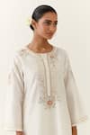 Buy_Anantaa by Roohi_Off White Silk Chanderi Embroidered Floral Round Kurta And Palazzo Set 