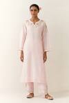 Buy_Anantaa by Roohi_Pink Silk Chanderi Embroidered Floral Notched Kurta And Palazzo Set For Women_at_Aza_Fashions