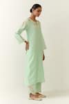 Buy_Anantaa by Roohi_Green Silk Chanderi Embroidered Floral Notched Kurta _Online_at_Aza_Fashions