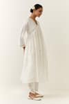 Shop_Anantaa by Roohi_Off White Silk Chanderi Embroidered Thread V Neck Floral Kurta _Online_at_Aza_Fashions