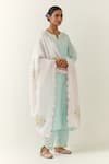 Shop_Anantaa by Roohi_Pink Embroidered Thread Silk Chanderi Scallop Dupatta _at_Aza_Fashions