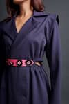 Deepika Arora_Purple Ponte Roma Plain Lapel Collar Jacket Dress With Belt _Online_at_Aza_Fashions