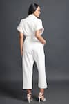 Shop_Deepika Arora_White Ponte Roma Plain Lapel Collar Monochrome Jumpsuit With Belt _at_Aza_Fashions