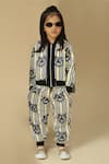 Buy_Neha Gursahani_Black Satin Linen Print Stripe Tiger Jacket With Jogger Pant _at_Aza_Fashions