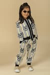 Shop_Neha Gursahani_Black Satin Linen Print Stripe Tiger Jacket With Jogger Pant _at_Aza_Fashions