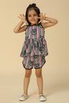 Buy_Neha Gursahani_Pink Viscose Crepe Print Tiger Peplum Top With Shorts _at_Aza_Fashions