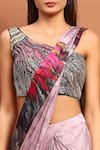 Shop_Soniya G_Magenta Satin Printed And Hand Embroidered Abstract Pre-draped Saree & Blouse Set _Online_at_Aza_Fashions