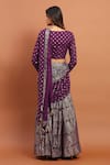 Shop_Soniya G_Purple Georgette Printed And Hand Embroidered Bandhani Lehenga Saree & Blouse Set_at_Aza_Fashions