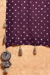 Soniya G_Purple Georgette Printed And Hand Embroidered Bandhani Lehenga Saree & Blouse Set_at_Aza_Fashions