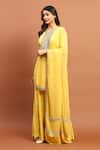 Buy_Soniya G_Yellow Georgette Hand Embroidered Chikankari Thread Round Neck Kurta Gharara Set _Online_at_Aza_Fashions