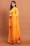 Soniya G_Yellow Georgette Hand Embroidered Zari V Stripe Pattern Anarkali Gharara Set _Online_at_Aza_Fashions