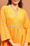 Shop_Soniya G_Yellow Georgette Hand Embroidered Zari V Stripe Pattern Anarkali Gharara Set _Online_at_Aza_Fashions