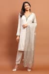 Buy_Soniya G_Ivory Georgette Hand Embroidered And Printed Chikankari Thread Kurta Pant Set _at_Aza_Fashions