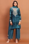 Buy_Soniya G_Blue Georgette Hand Embroidered And Printed Pakistani Tie-dyed Kurta Pant Set _at_Aza_Fashions