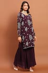 Soniya G_Purple Georgette Embroidery Thread Round Sequin Kurta Set _Online_at_Aza_Fashions