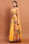 Buy_Soniya G_Yellow Satin Printed Abstract V Neck Skirt Set _Online_at_Aza_Fashions