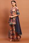 Buy_Soniya G_Blue Cotton Blend Printed Floral Round Peplum Kurta Set _Online_at_Aza_Fashions