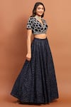 Soniya G_Blue Georgette Embroidery Thread V Neck Lehenga Set _Online_at_Aza_Fashions