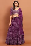 Buy_Soniya G_Purple Chikankari Embroidery Thread V Neck Lehenga Set _at_Aza_Fashions