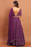 Shop_Soniya G_Purple Chikankari Embroidery Thread V Neck Lehenga Set _at_Aza_Fashions