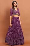 Soniya G_Purple Chikankari Embroidery Thread V Neck Lehenga Set _Online_at_Aza_Fashions