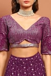 Shop_Soniya G_Purple Chikankari Embroidery Thread V Neck Lehenga Set _Online_at_Aza_Fashions