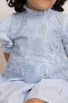 Shop_Mini Trails_Blue Lace, Cotton Embroidery Gloria Jacquard Top And Dress Set_Online_at_Aza_Fashions