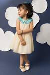 Mini Trails_Cream Cotton, Tulle Sequins, Beads Shizuka Embellished Chelsea Collar Dress_Online_at_Aza_Fashions
