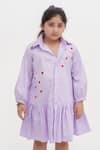 Darleen Kids Couture_Purple Cotton Embroidery Thread Heart Placement Dress _Online_at_Aza_Fashions