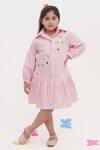 Buy_Darleen Kids Couture_Pink Cotton Embroidery Bead Cheerful Dress _at_Aza_Fashions