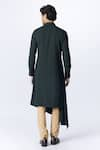 Shop_S&N by Shantnu Nikhil_Green Terylene Plain Pleated Draped Asymmetric Kurta_at_Aza_Fashions