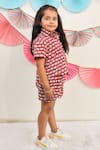 Shop_Tiny Colour Clothing_Red Cotton Printed Elephant Shirt And Shorts Set _Online_at_Aza_Fashions