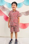 Buy_TINY COLOUR_Red Cotton Printed Elephant Shirt And Shorts Set _at_Aza_Fashions