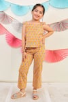 Buy_TINY COLOUR_Yellow Cotton Printed Floral Sunny Daze Top And Pant Set _at_Aza_Fashions