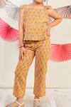 Buy_TINY COLOUR_Yellow Cotton Printed Floral Sunny Daze Top And Pant Set _Online_at_Aza_Fashions