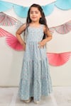 Buy_Tiny Colour Clothing_Blue Cotton Printed Floral Tiered Dress _at_Aza_Fashions