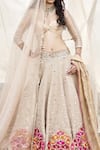 Shop_Anita Kanwal_Brown Banarasi Embellished Mukaish Sweetheart Neck Work Lehenga Set _Online_at_Aza_Fashions