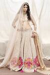 Anita Kanwal_Brown Banarasi Embellished Mukaish Sweetheart Neck Work Lehenga Set _at_Aza_Fashions