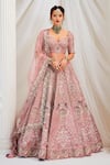 Buy_Rachit Khanna_Pink Raw Silk Embroidered Glass Sequin And Dabka Bridal Lehenga Set  _at_Aza_Fashions