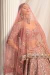 Rachit Khanna_Pink Raw Silk Embroidered Glass Sequin And Dabka Bridal Lehenga Set  _Online_at_Aza_Fashions