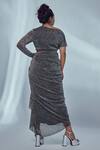 Shop_Style Junkiie_Grey Shimmer Knit V Neck Slit Kimono Dress  _at_Aza_Fashions