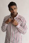 Shop Kaha White Italian Cotton Stripe Pattern Shirt at Aza Fashions Shop_Kaha_White Italian Cotton Stripe Pattern Shirt_at_Aza_Fashions