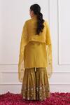 Shop_Shipraa Grover_Yellow Chanderi, Organza, Tissue Sequins, Embroidery Adira Kurta Gharara Set_at_Aza_Fashions