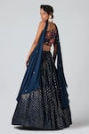 Shop_suruchi parakh_Blue Crepe And Embroidery Floral One Sequin & Pleated Lehenga Set_at_Aza_Fashions