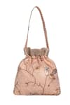 Shop_Fuchsia by aashaka mehta_Peach Sequins Dreams Embellished Potli Bag _at_Aza_Fashions